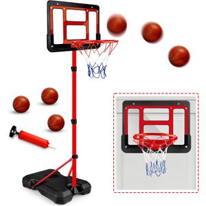 Kids Basketball Hoop with Stand, Adjustable Basketball Set, Toddler Basketball Toys for Boys Age 3 4 5 6 7 8, Indoor Outdoor Backyard Sport Game Gifts