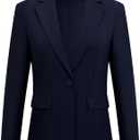 Womens One Button Blazer Casual Open Front Long Sleeve Suit Jackets Business Work Office Blazers (S)