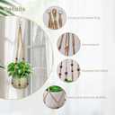 3 Pcs Macrame Plant Hangers,Indoor Different Size Hanging Planter Basket Flower Pot Holder with Beads,No Tassels Hanging Planter Basket with Wood Beads for Indoor Outdoor Home Decor