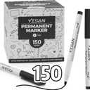 YISAN Permanent Markers Bulk,150 Pack Fine Tip Black Permanent Markers,Quick Drying Ink,Works on paper,Plastic,Stone,Glass,Metal,71518