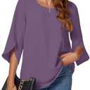 KUOTAI Womens Summer Tops Dressy Casual Shirts 3/4 Sleeve Work Blouse Business Casual Shirts 3XL