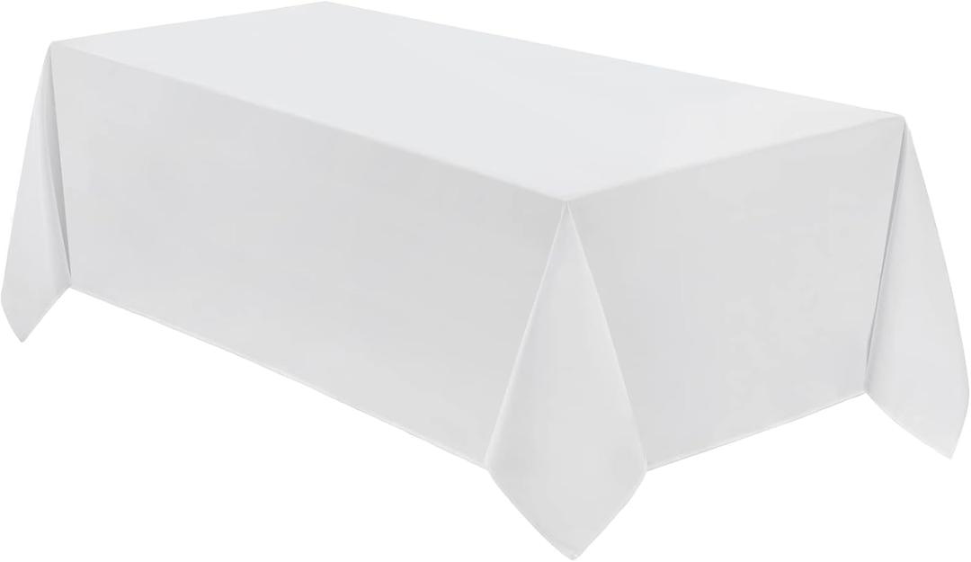 VidaFete 1 Pack Tablecloth 90 * 132inch Rectangle Table Cloth Polyester, Stain Wrinkle Resistant Polyester Dining Table Cover for Kitchen Dinning Party Wedding Tabletop Buffet Decoration(White)