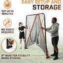 Lacrosse Goal Net (6'W x 6'H x 7'D) Folding Lacrosse Net for Backyard | Powder Coated Steel Frame, UV Treated Netting, Use with Rebounder & Backstop Goal Nets [Includes Carrying Bag & U Stakes]