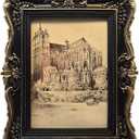 5x7 Vintage Picture Frame, Antique Black and Gold Ornate Photo Frame for Wall Hanging or Tabletop Display, Retro Home Decor, Photo Gallery Art