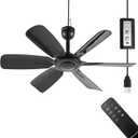 17.7" Inch Portable Ceiling Fan with Remote Control Timing 3 Speed,USB Plug In,5V DC Powered,6 Blades,Indoor/Outdoor RV Camping Tent Canopy,Gazebo,Beach,Hanging,Quiet,black