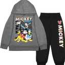 Disney Mickey Mouse Boys Pullover Hoodie & Pants, 2-Piece Outfit Set for Kids and Toddlers (8, Grey)