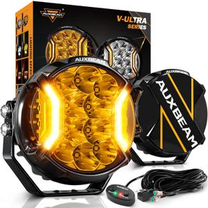 Auxbeam V-Ultra Series 5" 172W Side Shooter Offroad Fog Lights, Amber DRL Function 3 Modes, 270 Degree Wider Range, 20400LM Round LED Pods Light Bar with Protective Covers, Pair