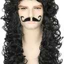 Topcosplay Pirate Captain Costume Wig for Men or Women Halloween Themed Party Cosplay Black Wigs