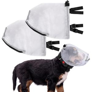 2 PCS Dog Air Mask Foxtail Protection Net with Mouth Zipper Protector Dog Head Preventing Fox Tail Hood Face Guard for Puppy Outdoor Hiking Camping(Gray, Medium (Gray, S)