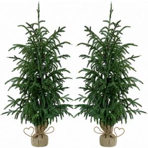 3FT Artificial Norfolk Pine Trees with Real Touch Leaves, 2 Pack