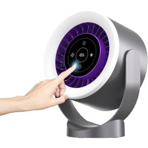 Desk Fan with LED Touch Screen & Ultra Quiet <35dB - 1-100 Speed Levels & Night Light, 360 Adjust, Table & Wall Mountable, 3H/6-Mode Timer, USB Rechargeable for Bedroom, Office, Camping, Kitchen (Iron Gray)