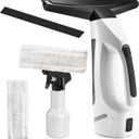 Window Vacuum Squeegee Cordless, Handheld Window Vac with Multi-Purpose Spray Bottle & Microfiber Cloth, Electric Cleaning Tool for Windows, Mirror, Countertop - White