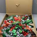 [ 8 Modes & Timer ] 6Ft Prelit Full Pop Up Flocked Pencil Christmas Tree with 200 Warm White LED Lights, Balls, Red & Green Ribbon, Bows, Plug in Collapsible Xmas Tree Outdoor Indoor Christmas Decor