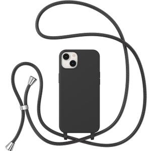 ZTOFERA for iPhone 13/14 Case with Strap, Crossbody Phone Case with Adjustable Neck Shoulder Lanyard, Soft Silicone Shockproof Protective Phone Cover for iPhone 13/14 6.1 inch-Black
