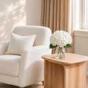 Hydrangea Artificial Flowers in Vase Fake Flowers for Home Decor | Real Touch White Hydrangea Faux Flowers with Faux Water for Bedroom Bathroom Office Table Centerpiece