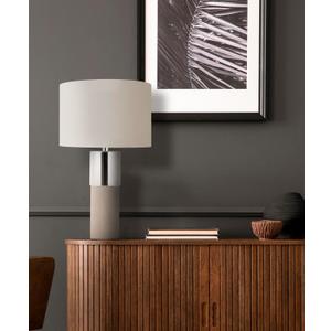 HarvestLand 22" Sole Cement Large Table Lamp Modern Round Stone Lamp with Chrome Accent for Entry Table or Lamp for Living Room, Decorative lamp, Bedside Table lamp