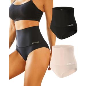FINETOO Tummy Control Underwear Shapewear for Women Seamless High Waisted Panties Moderate Control Briefs 3XL