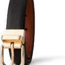 Amazon Essentials womens Reversible Leather Belt (Medium, Brown/Tan)