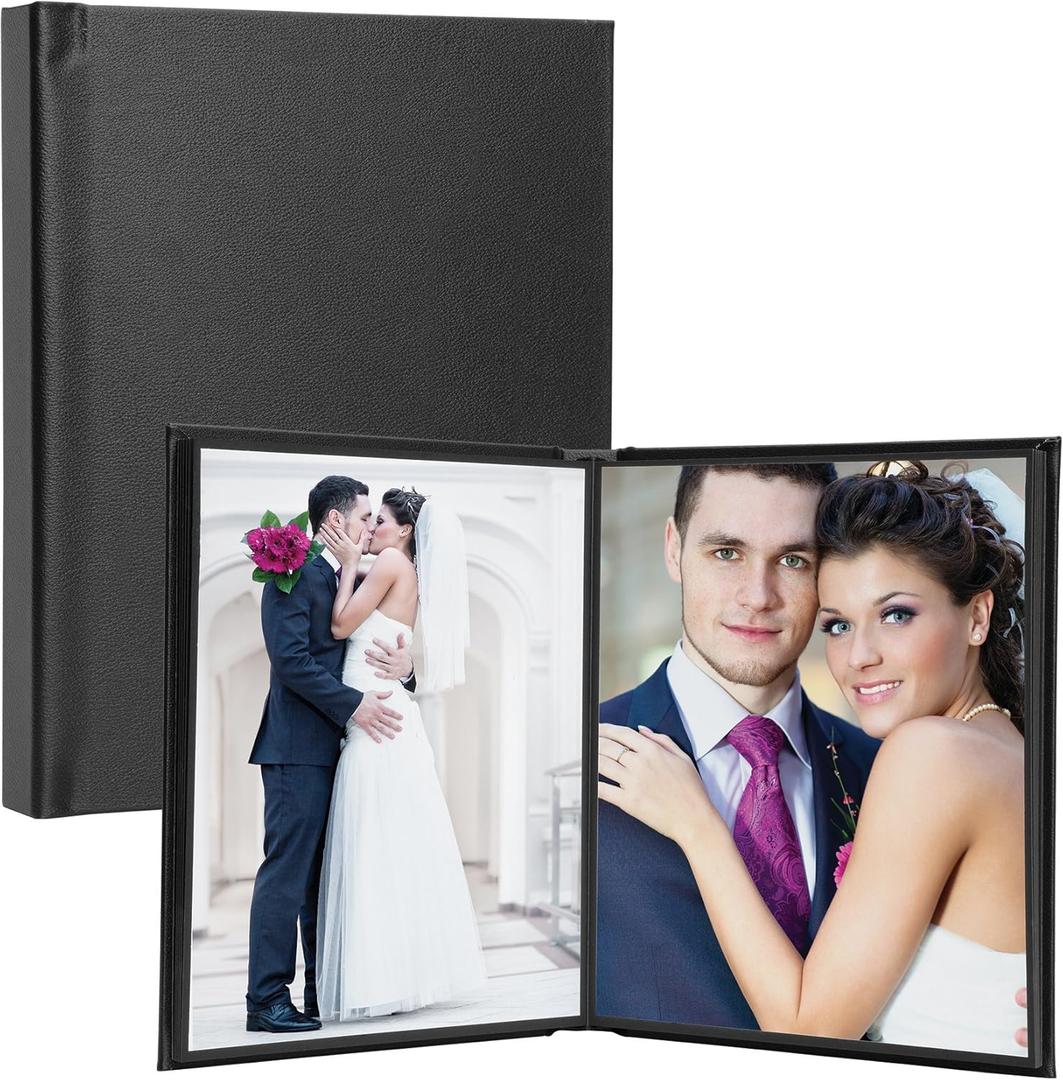 Neil Enterprises Inc. 8" x 10" Black Leather Self-Stick Photo Album - Holds 20 Photos