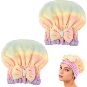 2Pcs Super Absorbent Hair Towel Wrap for Wet Hair, Microfiber Hair Drying Caps,New Fast Drying Hair Turban Wrap Towels Shower Cap for Girls and Women(Green)