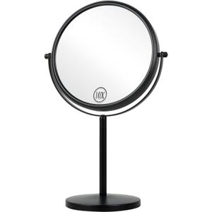 ALHAKIN 10x Magnifying Makeup Mirror, 8 Inch Tabletop Mirror Double Sided with Magnification, Swivel Make Up Mirror for Bathroom, Black