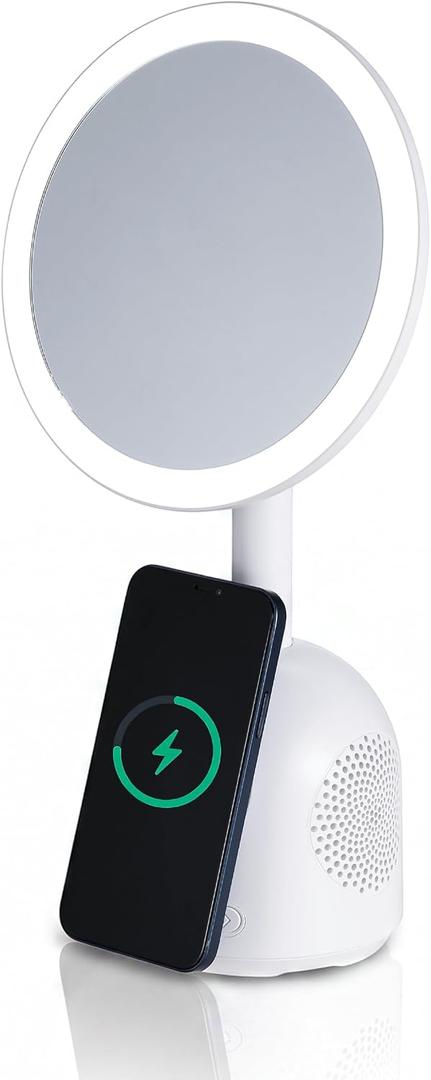 ELLE - LED Vanity Mirror with Bluetooth Speaker and Wireless Charging