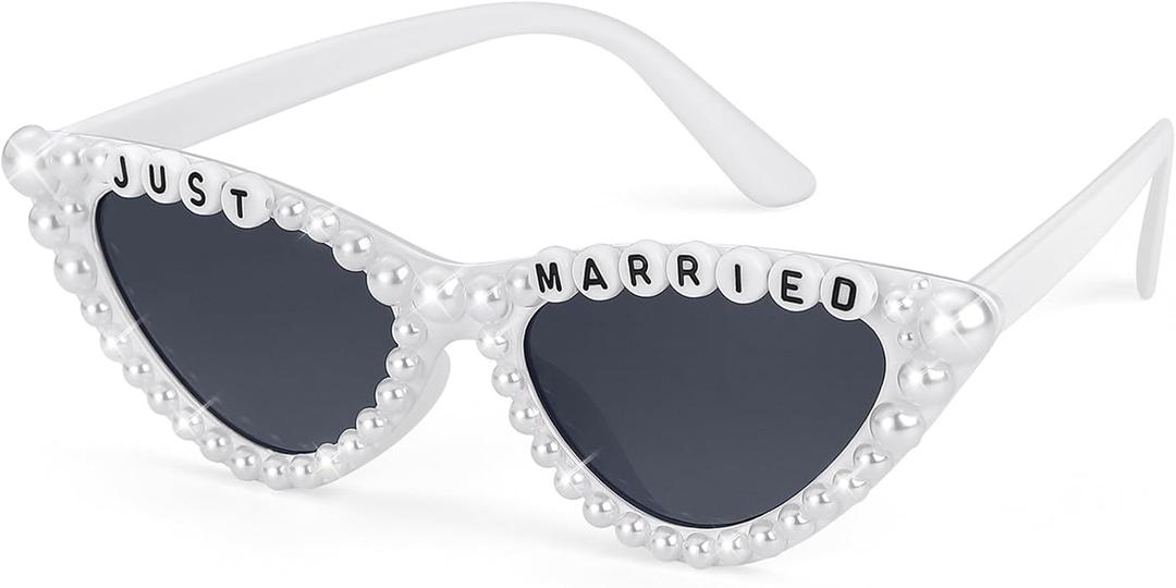 4 x WantGor Cat Eye Sunglasses for Women, Bachelorette Party Bride to Be Gifts Bride Sun Glasses Bridal Engagement Decorations (White)
