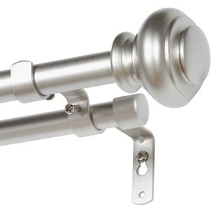 H.VERSAILTEX Elegant Window Treatment Telescoping Double Curtain Rod Set with Classic Cap, 3/4-Inch Diameter, Adjusts from 28 to 48 Inches, Nickel