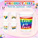 Yaomiao 50 Pieces Pride Party Cups Bulk 12 oz Rainbow Plastic Cups Love Is Love LGBT Clear Disposable Cups Gay Drinking Beverage Cups for LGBTQ Lesbian Bisexual Gay Pride Party Decoration Supplies