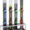 Ski Storage Rack for Garage  Freestanding Ski Holder for 4 Pair Skis, Boot, Helmet, Goggles, Indoor Snowboard Rack Organizer Stand for Home, Shed, Basement, White