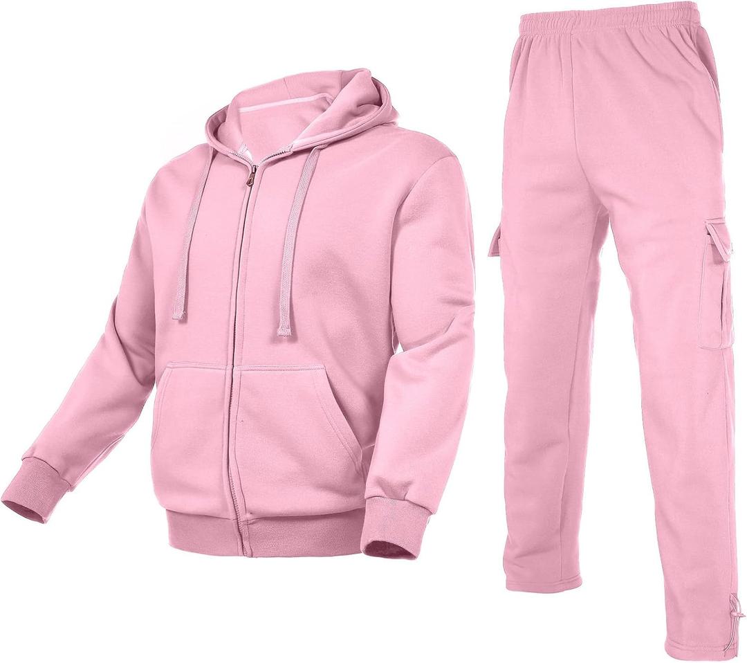 Men's Tracksuit 2 Piece Thick Warm Sweatsuit Set Sweatpants and Hoodie Fleece Athletic Jogging Suits With Pockets