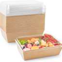 8 x 6 Inch Paper Charcuterie Boxes with Clear Lids, 40 Pack Large Disposable Kraft Bakery Boxes, To Go Food Containers for Cake Slice, Cupcakes, Sandwiches, Cookies, Cocoa Bombs, Salads (Brown)