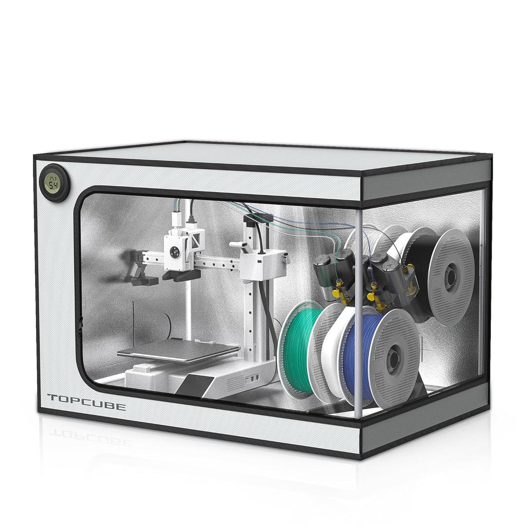 TOPCUBE 3D Printer Enclosure for Bambu Lab A1 Mini Combo, Stainless Steel Frame Enclosure with LED Light, Fireproof Dustproof Noise Reduction Constant Temperature 3D Printer Cover, 735x495x495MM