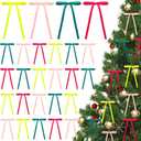 36 Pcs Colorful Velvet Bows for Christmas Tree Vintage Christmas Bows Ornaments Wreath Decor Premade Velvet Ornaments for Xmas Tree Wreaths Gift Home Decor (Yellow, Red, Pink, Blue)