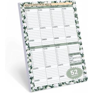 2 x Undated Weekly Planner - (8.5''x11'') 52 Tear Off Sheets | Weekly To Do List Notepad with Event & Dinner Section | Things To Do Notepad | Ideal Productivity Planner - Habit Tracker and More