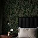 Peel and Stick Wallpaper Dark Green and Gold Floral Wallpaper Vintage Flower and Leaf Contact Paper for Cabinets Self-Adhesive Removable Wallpaper for Bedroom Bathroom Kitchen 394"x17.3"