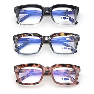3 pack Oprah style Spring hinge Readers Blue Light Blocking Computer Square Reading Glasses for Women Men +3.5