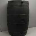 RTS Home Accents 50-Gallon ECO Rain Barrel Made with 100% Recycled Plastic, Flat Back Rain Water Collection Barrel, Black
