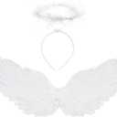 Angel Wings and Halo, Girls Toddler Angel Costume Accessories White Fairy for Halloween Outfit, Christmas Eve