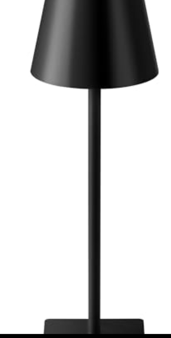 KDG 1 Pack Cordless Table Lamp, Portable LED Desk Lamps, 5000mAh Battery Operated, 3 Color Stepless Dimming Up, for Restaurant, Bedroom, Outdoor Camping, Coffee Shop, Night Light, Rechargeable (Black)