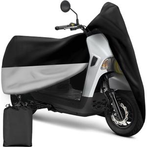 XYZCTEM Scooter Cover,Waterproof Moped Cover, Vespa Cover Outdoor Protection Against Water, UV, Wind. Black and Silver,72" L