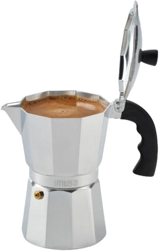 Imusa 6 Cup Stovetop Espresso Maker with Heart Shaped Knob, Silver