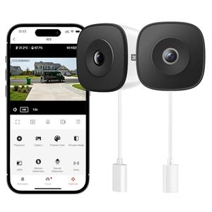 HOMIQ LIFE Window Security Camera 2K, Indoor WiFi Cameras 2.4GHz/5GHz, 2 Pack with Colorvue AI Color Night Vision, Person Detection with Auto-Focus, 24/7 Recording Compatible with Alexa & Google Home