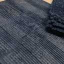 H.VERSAILTEX Navy Blue Bathroom Rugs 2 Piece, Bath Mat Set Slip-Resistant Extra Absorbent Soft and Fluffy Striped Chenille Bath Rugs, Floor Mats Dry Fast Machine Washable (20" x 32"/17" x 24")