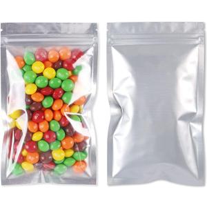 100 Pack Mylar Bags for Food Storage 4 x 7 Inch Smell Proof Bags with Clear Window Resealable Aluminum Foil Packaging Pouch Bag Silver