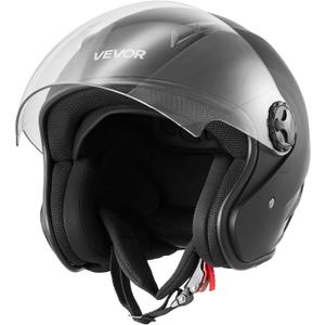 VEVOR Motorcycle Helmet, 3/4 Open Face, Adult Motocross Dirt Bike Helmet with Clear Visor, Comfortable Motorbike Racing Street with Detachable Liner for Men & Women, DOT Approved (Medium)