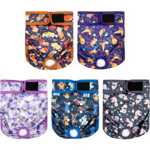 5 Pack Washable Female Dog Diapers,Reusable Diaper for Doggie,Highly Absorbent Dog Diaper,Adjustable Leakproof Puppy Diapers Skirt for Heat,Incontinence,Period Doggy Nappies, S