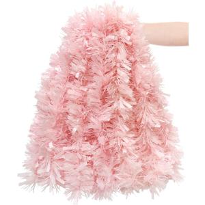 19.68 Feet Christmas Tinsel Garland, Pink Holiday Metallic Garland Decorations, Party Ceiling Hanging Foil Garland for All Season Indoor Outdoor Wedding Winter Wonderland Home Dcor