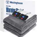Westinghouse Electric Blanket Queen, Flower Jacquard Heated Blanket Queen Size with 10 Heating Levels and 1-12 Hours Auto-Off, Flannel to Sherpa Reversible, Machine Washable, 84" x 90" Inch, Grey