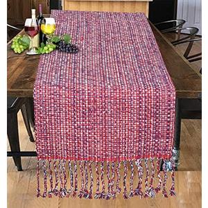 Urban Villa Table Runner 100%Cotton Two Tone Tablerunner Home Kitchen Dining Dcor Table Runner 14''x72''Red/Blue/White Table Runner with Fringes Cocktail Party Wedding BBQ's Everyday Use Table Runner